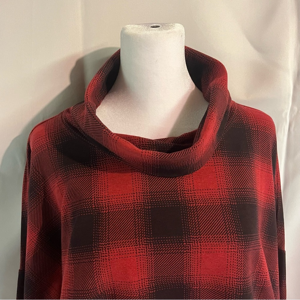J Jill NWT Red and Black Checked Women's Collared Top 2X Lumberjack Chic‎